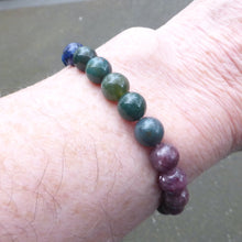 Load image into Gallery viewer, Libra Astrology Stretch Bracelet | 8mm Beads | Bloodstone | Lepidolite | Lapis Lazuli | Moonstone | Sunstone | Fair Trade Semi Precious Gemstone Bracelets | Genuine Gemstones from Crystal Heart Melbourne Australia since 1986