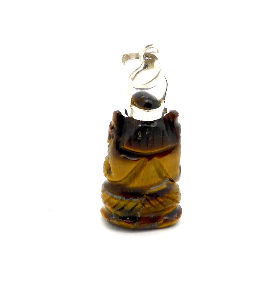 Carving Ganesh Tiger Eye Pendant | 925 Silver | Nicely carved Ganesha | Lord of Wisdom, Overcomer of obstacles & Creativity | Tiger Eye mental strength | Crystal Heart Australia since 1986