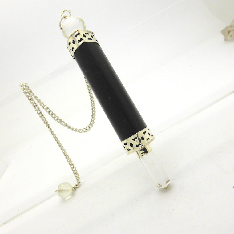 Pendulum Black Tourmaline and Clear Quartz