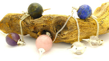 Load image into Gallery viewer, Ball Pendulum with semi precious Gemstone |  Amethyst | Clear Quartz | Rose | Labradorite | Lapis  | Crystal Heart Melbourne Australia since 1986Crystal Ball Pendulum with semi precious Gemstone |  Amethyst | Clear Quartz | Rose | Labradorite | Lapis Lazuli | Genuine Gems from Crystal Heart Melbourne Australia since 1986