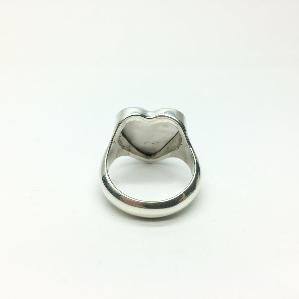 Mabe Pearl Ring | Heart Shaped Stone | 925 Silver | Tahitian | Simple besel setting | Soothing heart energy | US size 9 or 10 | Crystal Heart Australia 1986
