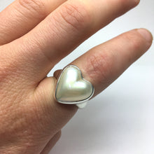 Load image into Gallery viewer, Mabe Pearl Ring | Heart Shaped Stone | 925 Silver | Tahitian | Simple besel setting | Soothing heart energy | US size 9 or 10 | Crystal Heart Australia 1986