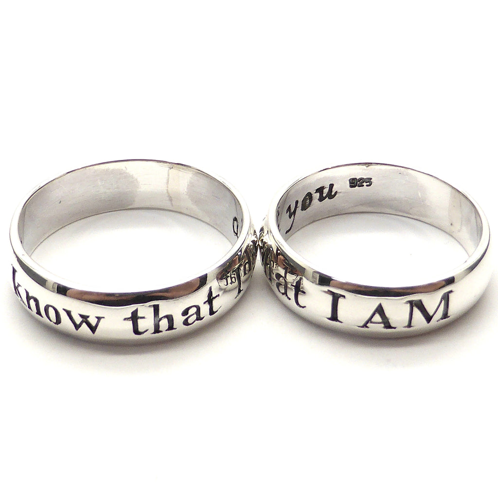 925 Sterling Silver Ring | Know that I am engraved on the outside | always with you on the inside | Spiritual Affirmation Partner Ring | Crystal Heart Melbourne Australia since 1986