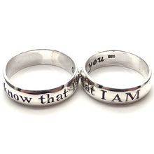 Load image into Gallery viewer, 925 Sterling Silver Ring | Know that I am engraved on the outside | always with you on the inside | Spiritual Affirmation Partner Ring | Crystal Heart Melbourne Australia since 1986