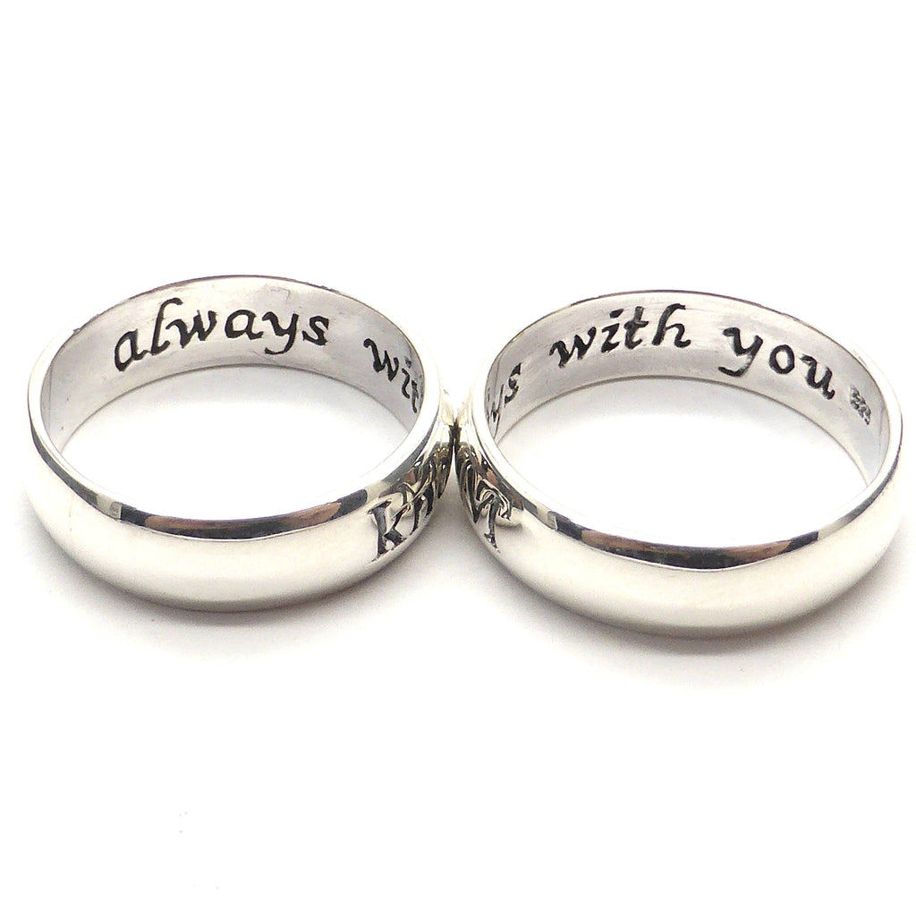 925 Sterling Silver Ring | Know that I am engraved on the outside | always with you on the inside | Spiritual Affirmation Partner Ring | Crystal Heart Melbourne Australia since 1986