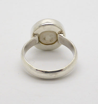 Pearl Ring, Mabe, 925 Silver, Size 5.5