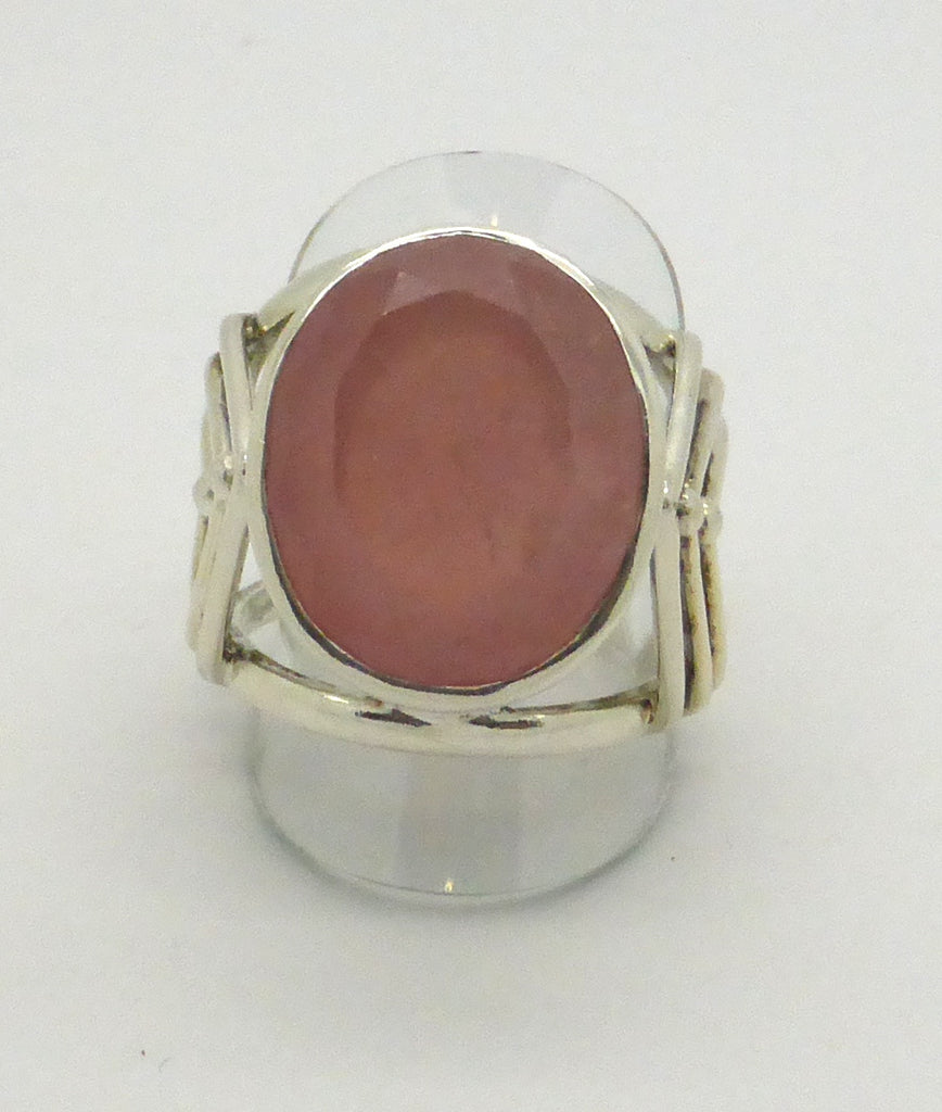 Rose Quartz Ring | Faceted Oval | 925 Silver