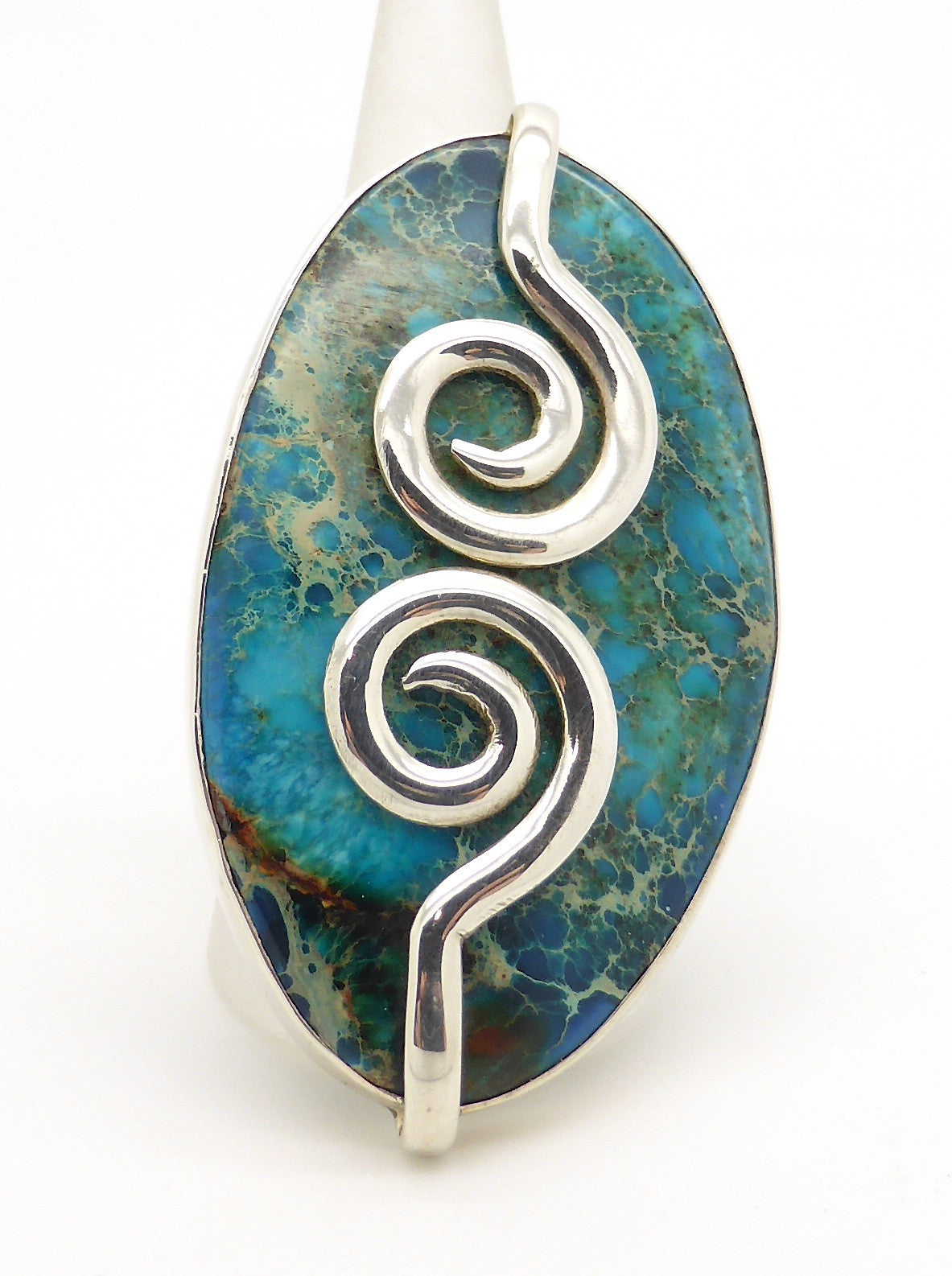 Turquoise Ring Giant Stone 925 Silver Crystal Heart
