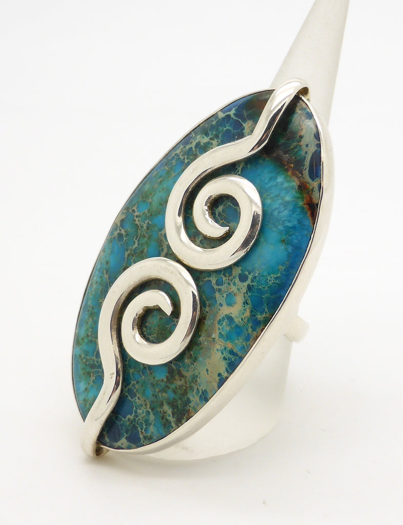 Turquoise Ring, Giant Stone, 925 Silver