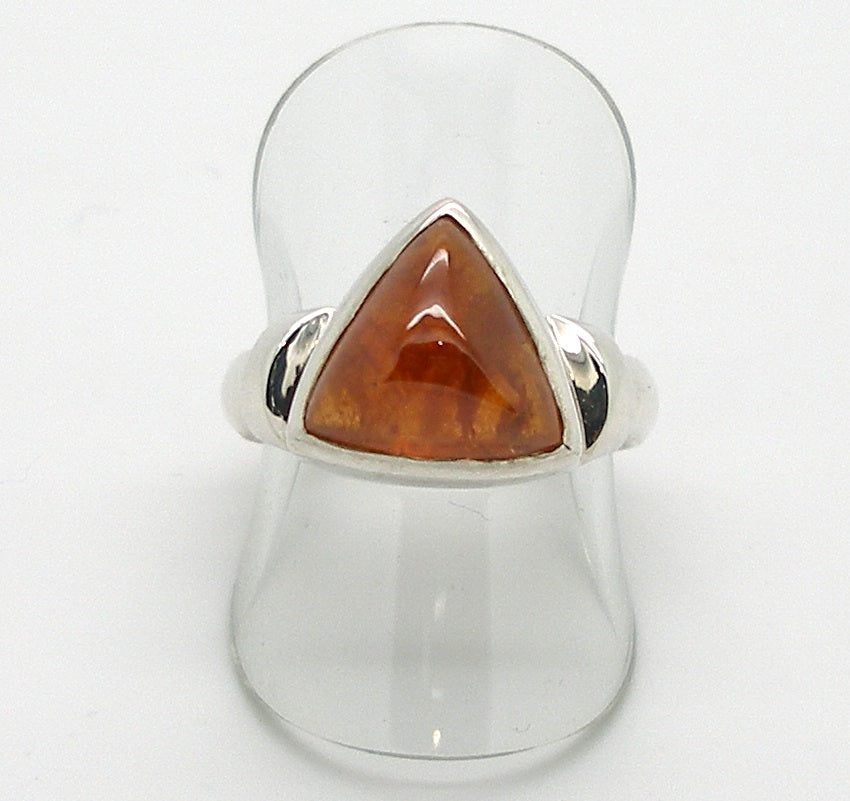 Orange Hessonite Garnet Ring | Triskellion Cabochon | 925 Sterling Silver Softly stimulating & Centering | US Size 7.5  | Crystal Heart Melbourne since 1986