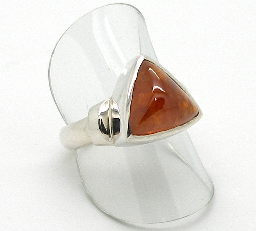 Orange Hessonite Garnet Ring | Triskellion Cabochon | 925 Sterling Silver Softly stimulating & Centering | US Size 7.5  | Crystal Heart Melbourne since 1986