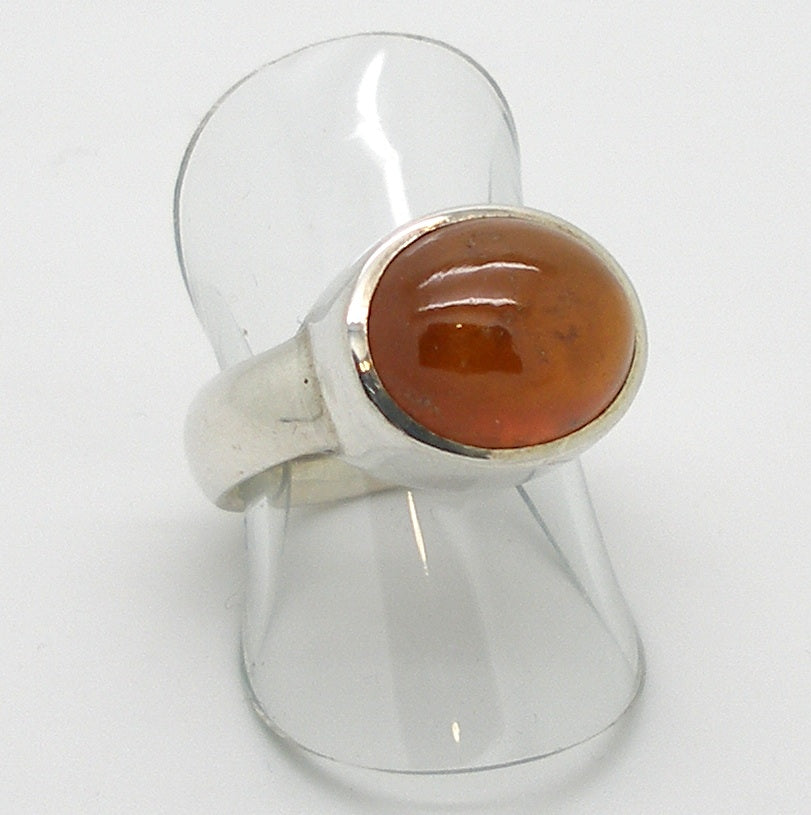 Orange Hessonite Garnet Cabochon Ring 925 Sterling Silver Softly stimulating and Centering | US Size 6.5 | Crystal Heart Melbourne Australia since 1986