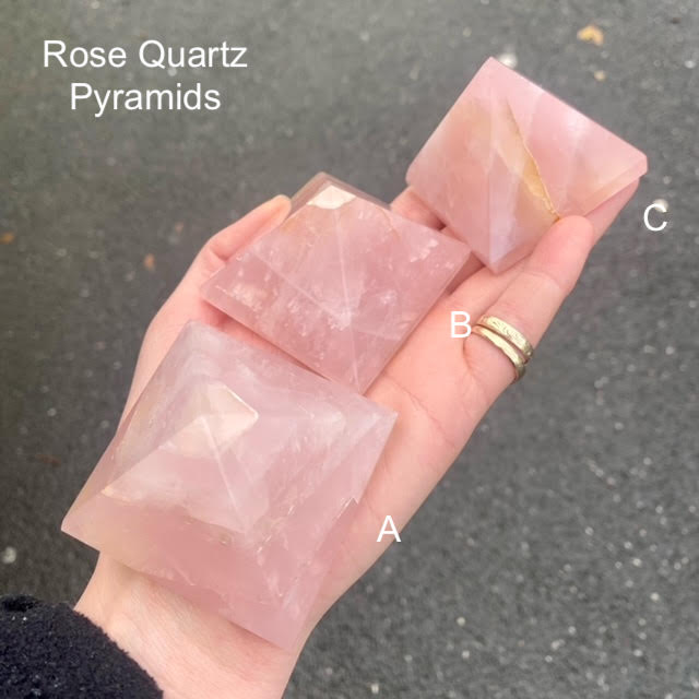 Rose Quartz Pyramids | Manifest Higher Consciousness | Stone of Love | Heart Opening | Transcend Opposites | Genuine Gems from Crystal Heart Melbourne since 1986