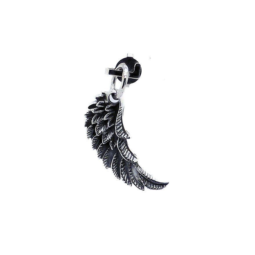 925 Sterling Silver Wing Pendant | Beautifully executed detail | accented by oxidised look | Face 8 x 25 mm | Crystal Heart Australia since 1986