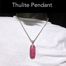 Load image into Gallery viewer, Thulite Pendant | Oblong Cabochon | 925 Sterling Silver |  Simple Bezel | Open Back | Genuine Gems from Crystal Heart Melbourne Australia since 1986