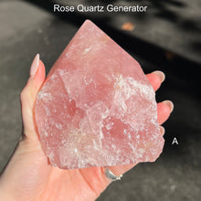 Load image into Gallery viewer, Rose Quartz Generator Crystal | Natural point, Polished Faces | Cut base so it stands up for meditation | Rose Quartz is known as the &#39;Love Rock&#39; for it&#39;s compassionate loving nature | Love yourself to attract love | Genuine Gems from Crystal Heart Melbourne Australia since 1986