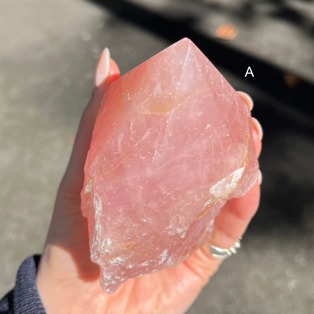 Rose Quartz Generator Crystal | Natural point, Polished Faces | Cut base so it stands up for meditation | Rose Quartz is known as the 'Love Rock' for it's compassionate loving nature | Love yourself to attract love | Genuine Gems from Crystal Heart Melbourne Australia since 1986