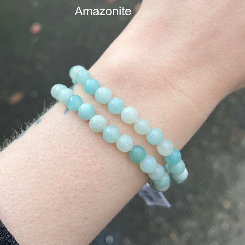 Natural Rose Quartz Heart & Amazonite Beaded Wrap bracelet