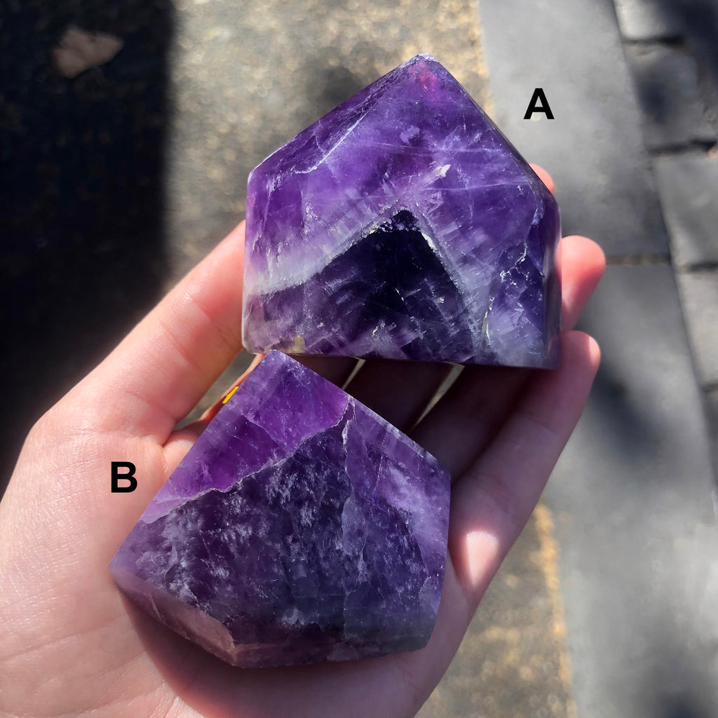 A Grade Amethyst Generator | Natural point | Polished Top and Side Faces | Cut base so it stands up for meditation | Amethyst is the Spiritual Stone ~ Balancing and Purifying energies and much more | Genuine Gems from Crystal Heart Melbourne Australia since 1986