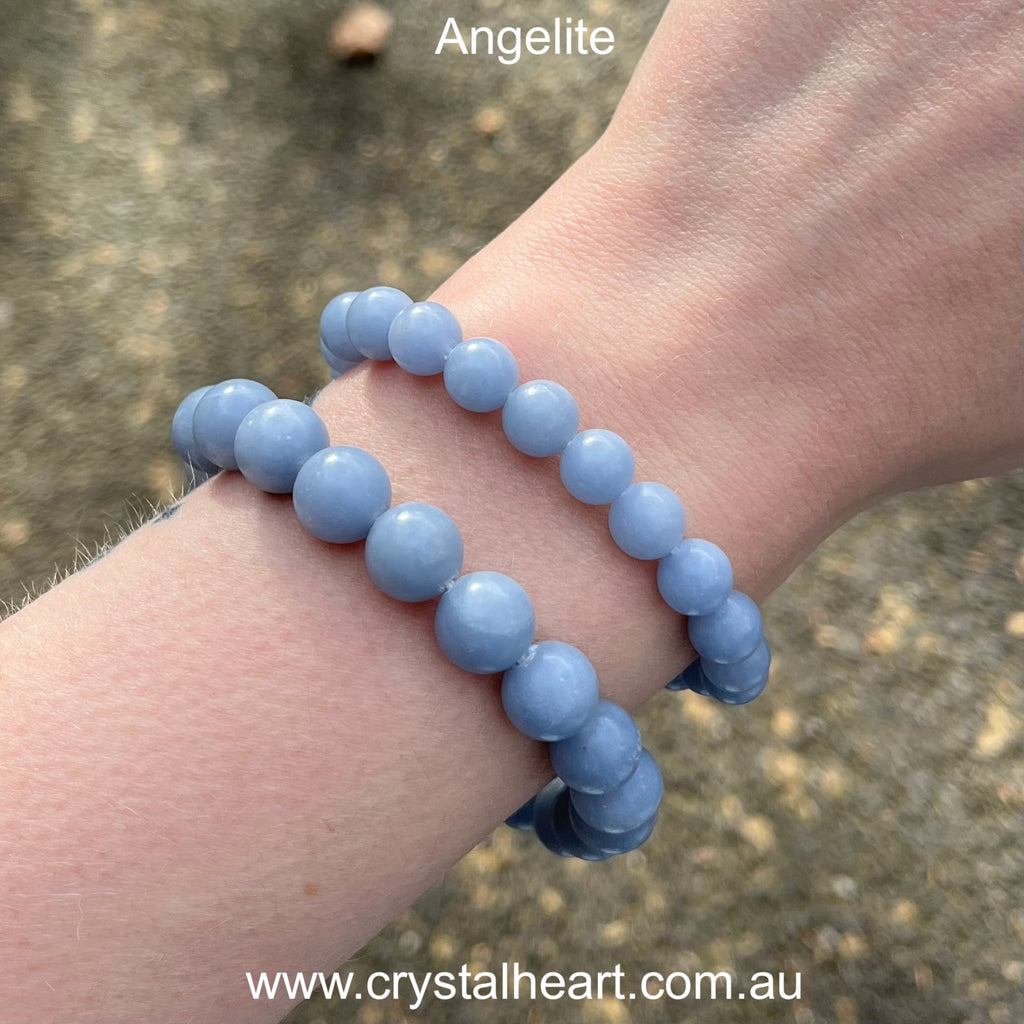 Stretch Bracelet with Angelite Beads | Peaceful | Soothing | Crystal Heart Melbourne Australia since 1986