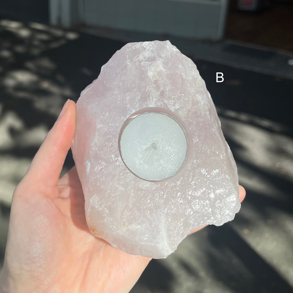 Rose Quartz Raw Boulder Candle Holder | Tea light | Genuine Mineral | Glow with Love | Bedroom  Decoration | Love Rock | Genuine Gems from Crystal Heart Melbourne Australia since 1986