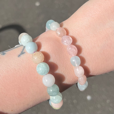 Beryl Beaded Stretch Bracelet | Beads | Aquamarine | Morganite | Heliodor | Emerald | Fair Trade Semi Precious Gemstone Bracelets | Genuine Gemstones from Crystal Heart Melbourne Australia since 1986