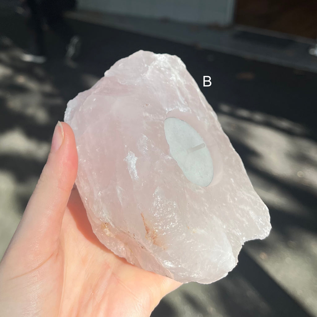 Rose Quartz Raw Boulder Candle Holder | Tea light | Genuine Mineral | Glow with Love | Bedroom  Decoration | Love Rock | Genuine Gems from Crystal Heart Melbourne Australia since 1986