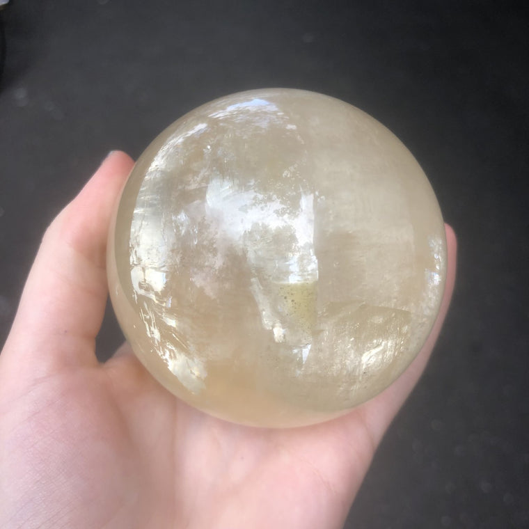 Calcite Sphere, Champagne, 70 mm