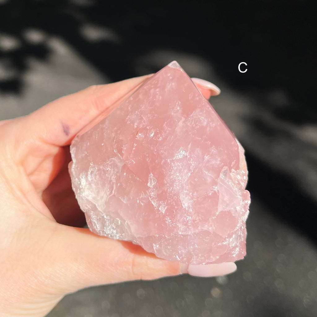 Rose Quartz Generator Crystal | Natural point, Polished Faces | Cut base so it stands up for meditation | Rose Quartz is known as the 'Love Rock' for it's compassionate loving nature | Love yourself to attract love | Genuine Gems from Crystal Heart Melbourne Australia since 1986