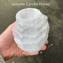 Load image into Gallery viewer, Selenite Shaped Candle Holder | Tea light | Genuine Mineral | Glow with Love | Bedroom  Decoration | Love Rock | Genuine Gems from Crystal Heart Melbourne Australia since 1986