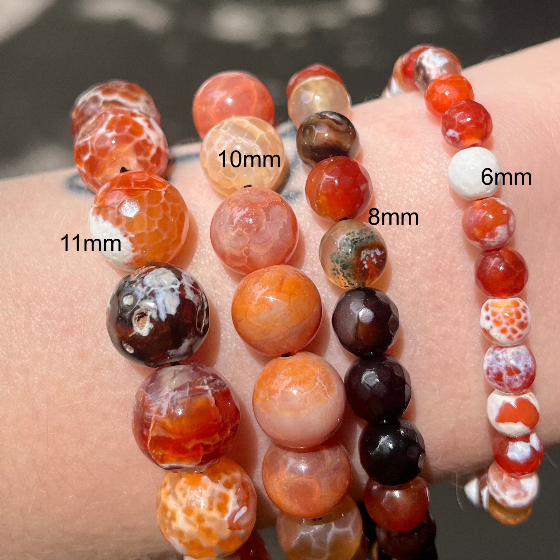 Fire Agate Beaded Bracelets