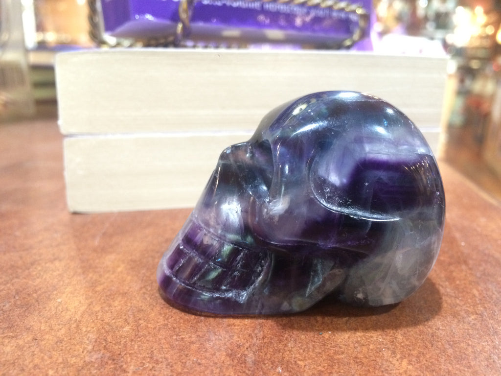Skull | Genuine Hand Carved Gemstone | Fluorite AKA the Genius Stone | Study | Crystal Heart Melbourne Australia since 1986