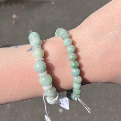 Jade Stretch Bead Bracelet | Luck | Vitality | Optimism | Confidence | Health | Prosperity | Crystal Heart Melbourne Australia since 1986