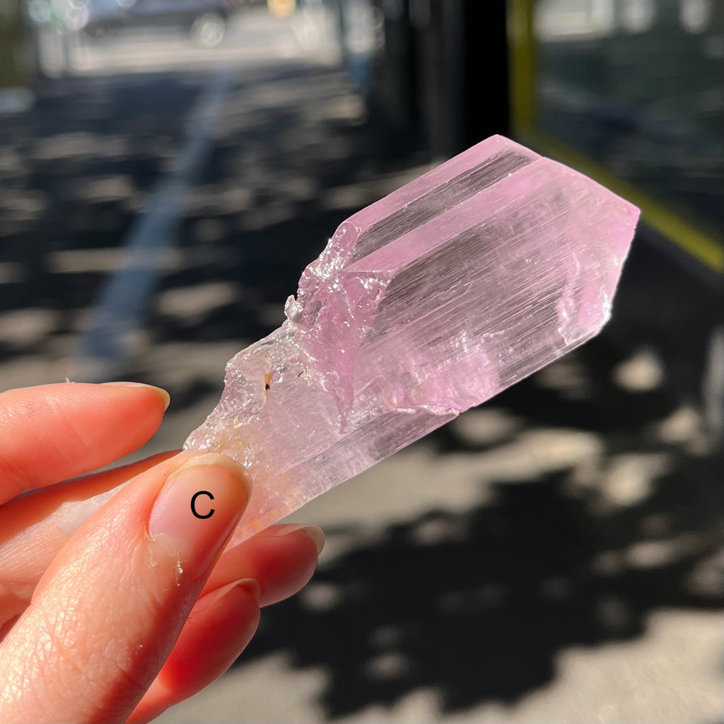 Kunzite Natural Crystal | Gem Quality | Excellent Clarity & Color | Natural terminations | Wisdom of the Heart | Taurus Scorpio Leo | Crystal heart Melbourne Australia since 1986