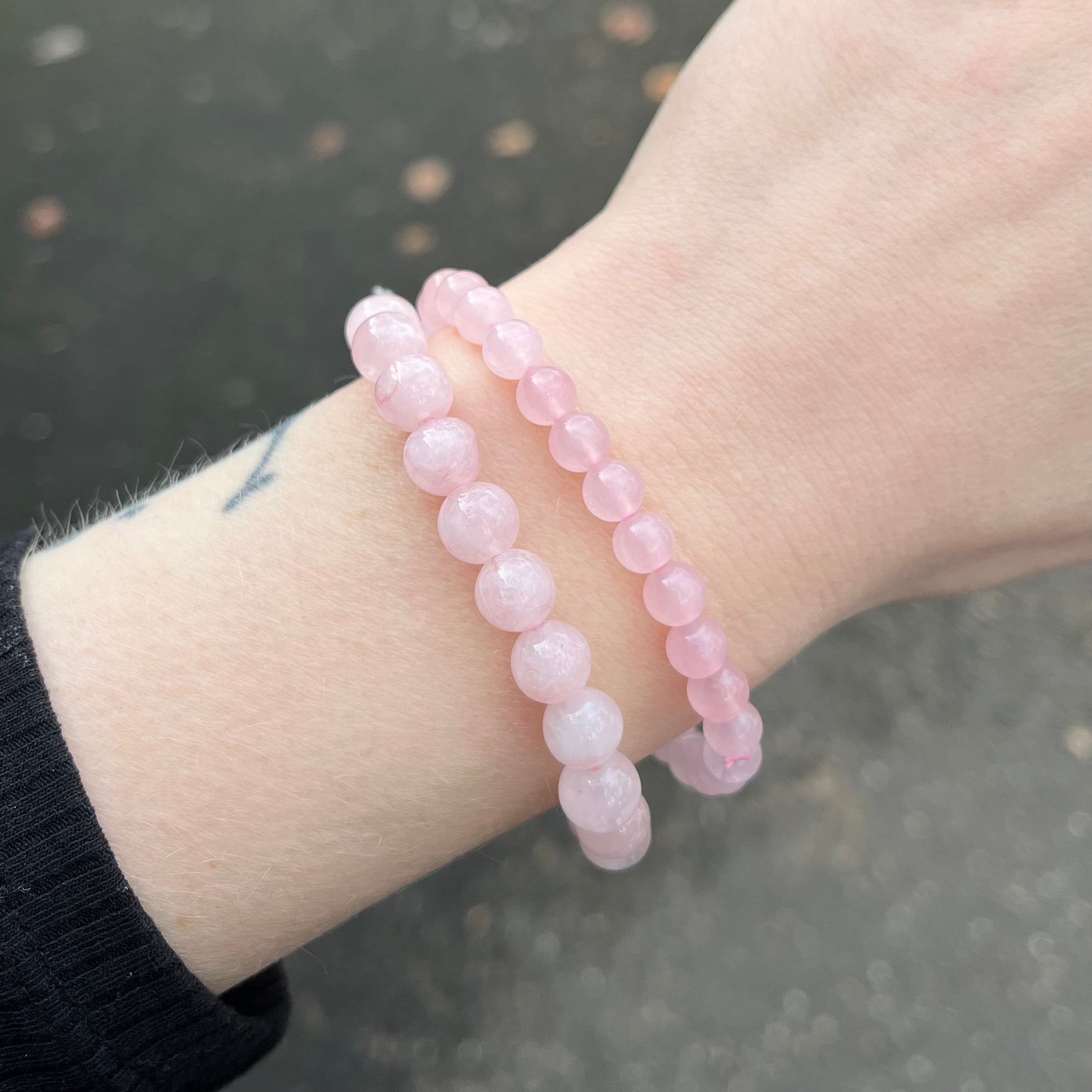 Rose Quartz Bead Bracelet, Stretch – Crystal Heart