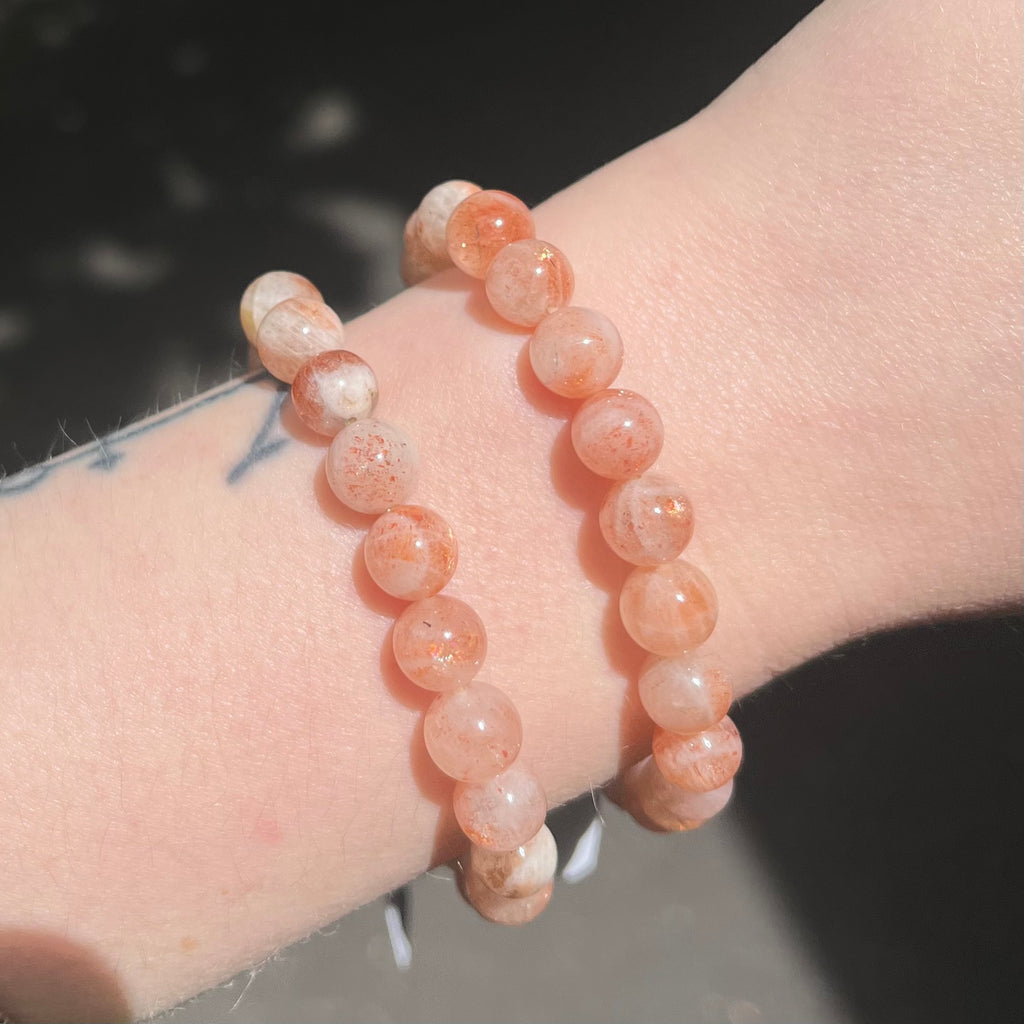 Natural Sunstone  | Beaded Bracelet | Fair Trade | Positive Uplifting emotions  | Leo Libra Star Stone | Genuine Gems from Crystal Heart Melbourne Australia since 1986